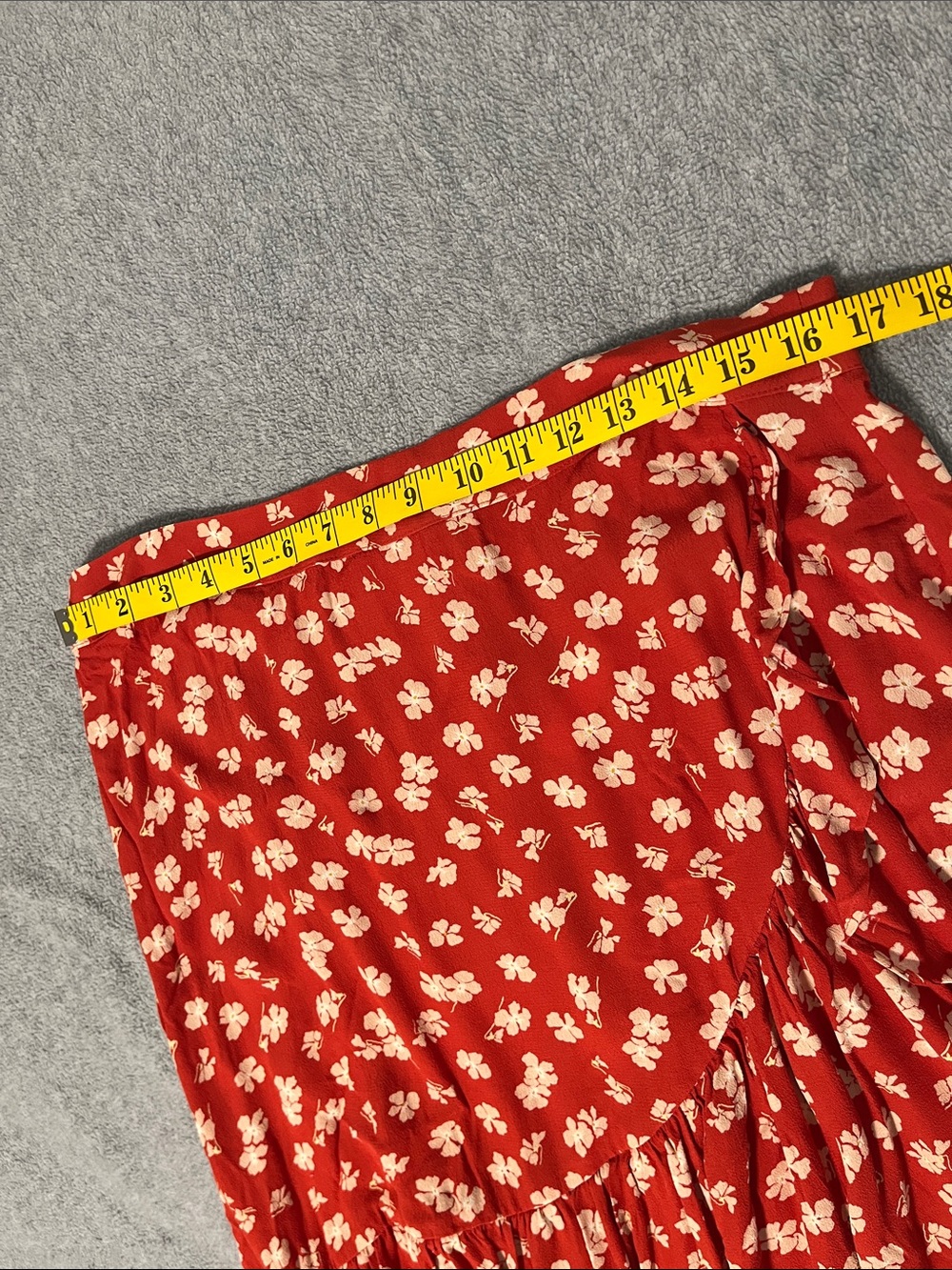 Madewell Midi Faux Wrap Skirt Size 14 Red Coastal - Picture 6 of 9